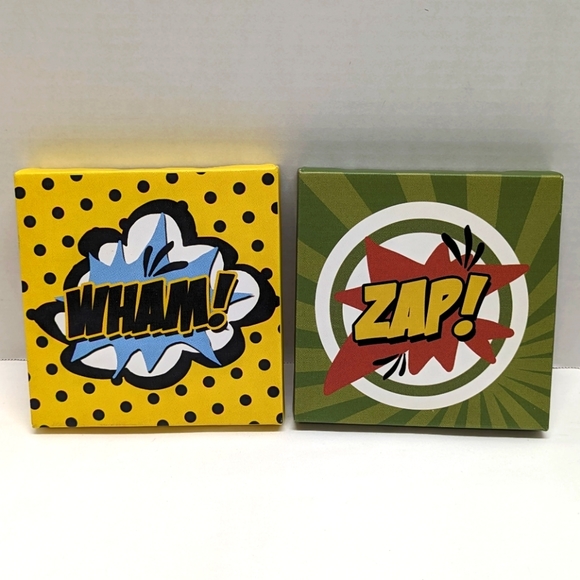 Two Comic Book Style Graphic Images Printed on Canvas - Like New - Wham! & Zap! - Picture 1 of 5